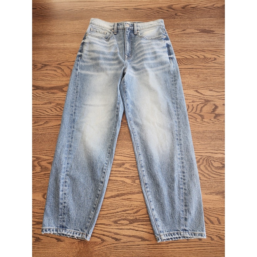 Evereve Ever Seam Barrel Leg Women's Jeans Size 27-28 Mid Wash Blue